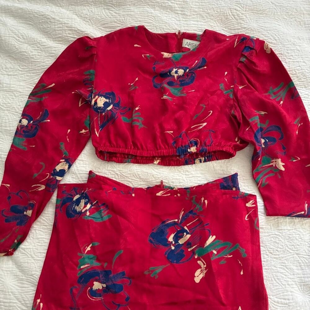 Argenti Upcycled Skirt Set 100% silk, Medium